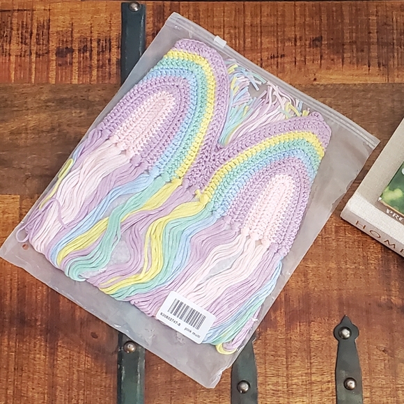 🌈 Rainbow Fringe Crocheted Bikini Top 🌈 - Picture 3 of 12